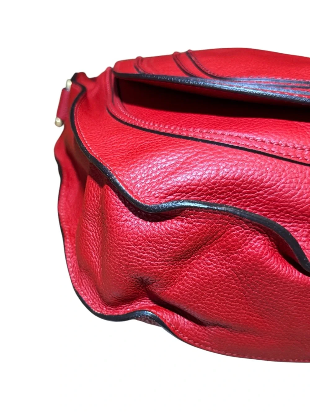 Chloe Red Leather Marcie Saddle Hobo Bag Auth